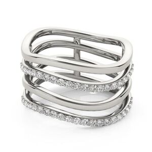 Multi Band Pavé .35ct Diamond Ring 14k White Gold